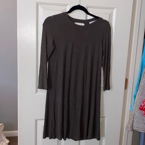 3/4 Sleeve Greenish Gray Dress